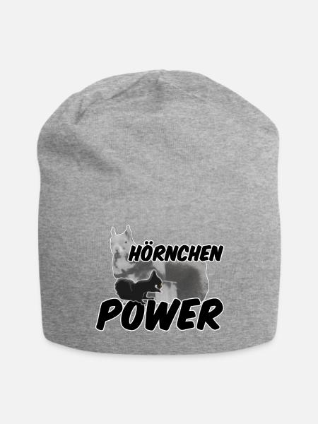 Hörnchenpower Eichhörnchen Tiere Spruch - Jersey-Beanie - Grau meliert