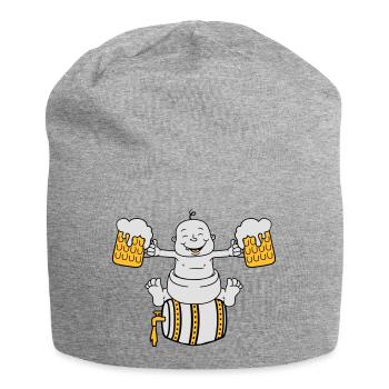 drunk, octoberfest, drinking, alcohol, glass, jug, - Jersey Beanie - heather grey - Front