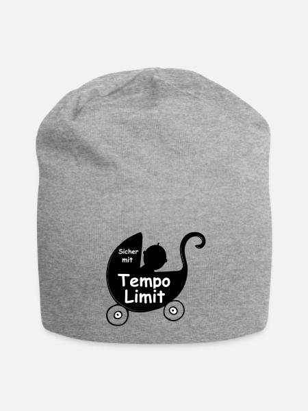 Tempolimit Verkehr Baby Familie Klima Sicherheit - Jersey-Beanie - Grau meliert