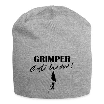 Grimper c'est la vie citations escalade grimpeur - Bonnet en jersey - gris chiné - Devant