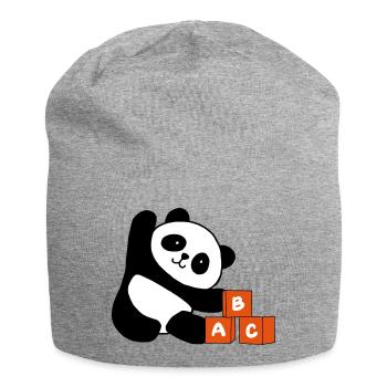 Panda cubique avec des lettres - Bonnet en jersey - gris chiné - Devant