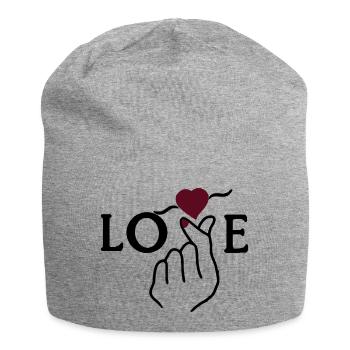Love hand langage des signes - Bonnet en jersey - gris chiné - Devant