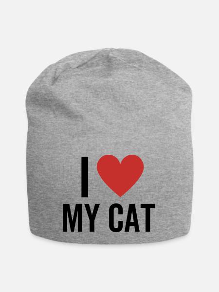 I Love My Cats - Jersey-Beanie - Grau meliert