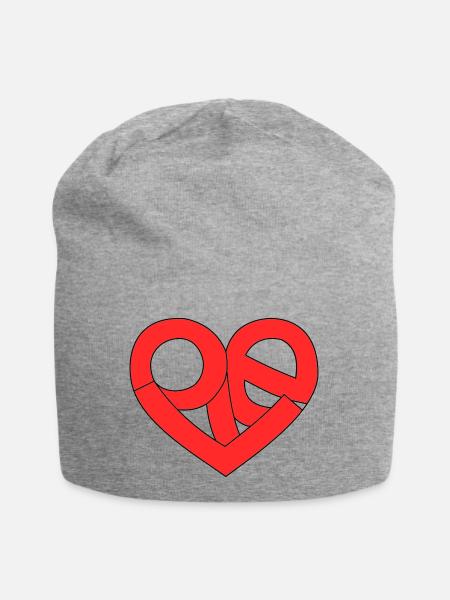 Love im Herz - Jersey-Beanie - Grau meliert