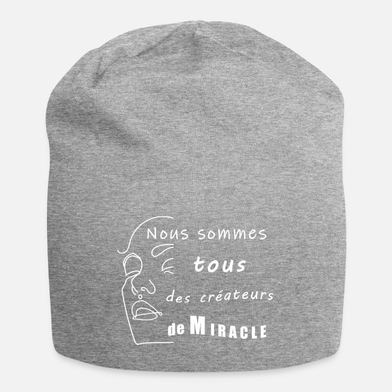 Positiv denken - Jersey-Beanie - Grau meliert