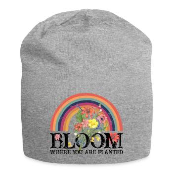 bloom where you are planted Rainbow Blooms - Jersey Beanie - heather grey - Front