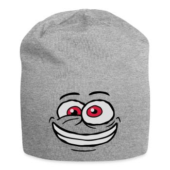Crazy Comic Face Design - Jersey Beanie - heather grey - Front