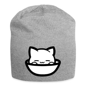 Cozy cat in bowl - Jersey Beanie - heather grey - Front