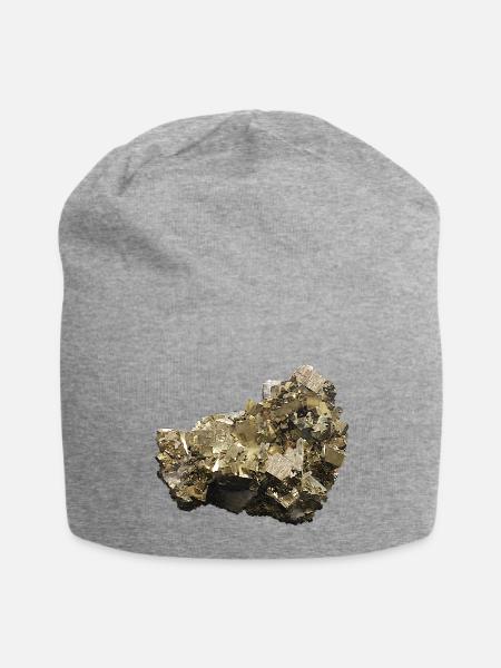 Pyrit Schwefelkies Katzengold Mineral Kristall - Jersey-Beanie - Grau meliert
