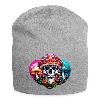 Totenkopf Fliegenpilz - Jersey-Beanie - Grau meliert - Vorne