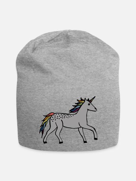 Niedliches Einhorn - Jersey-Beanie - Grau meliert