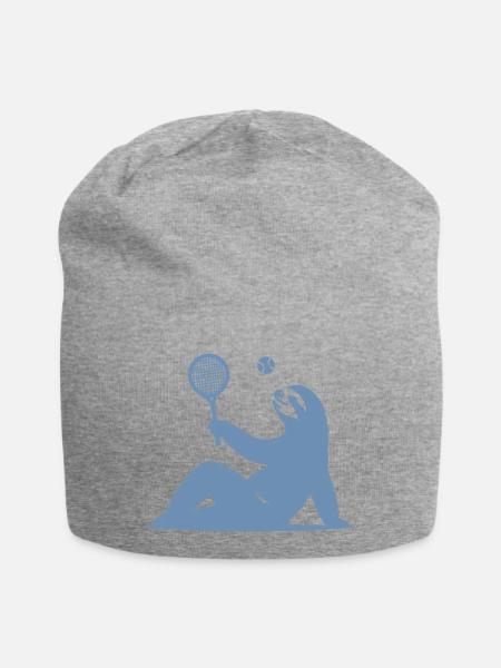 Faultier Tennis Tennisspieler Ball Horn Silhouette - Jersey-Beanie - Grau meliert