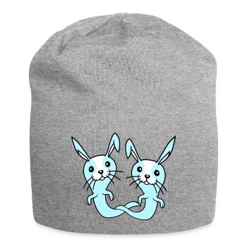 2 Bunnies Ghost Ghost Haunting Halloween Creepy - Jersey Beanie - heather grey - Front