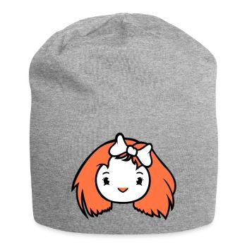 Vogel Dame Frau weiblich hübsches Gesicht Schleife - Jersey-Beanie - Grau meliert - Vorne