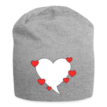 Speech bubble with hearts - Jersey Beanie - heather grey - Front