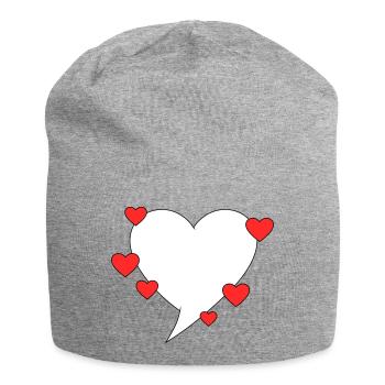 Bulle de dialogue avec des cœurs - Bonnet en jersey - gris chiné - Devant