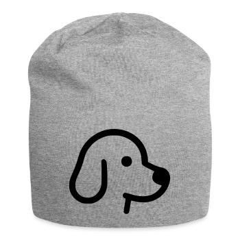 Niedlicher Hund - Umrisse, Silhouette - Jersey-Beanie - Grau meliert - Vorne