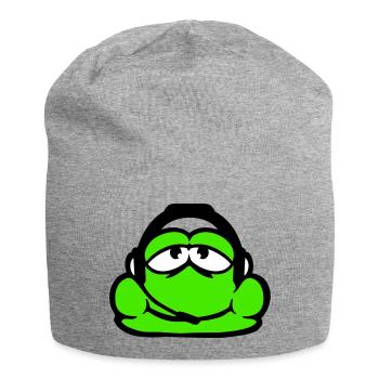 Frosch Gamer Headset Nerd zocken Kopfhörer Spielen - Jersey-Beanie - Grau meliert - Vorne