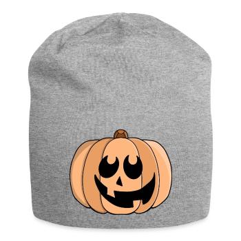Playful Pumpkin Grin - Jersey Beanie - heather grey - Front