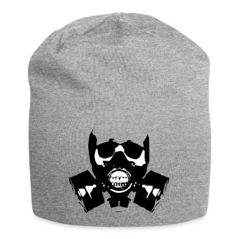 Gasmaske Skullsilhouette - Jersey-Beanie - Grau meliert - Vorne
