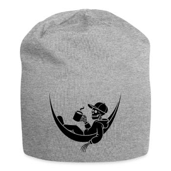 Squelette dans un hamac avec du café - Bonnet en jersey - gris chiné - Devant