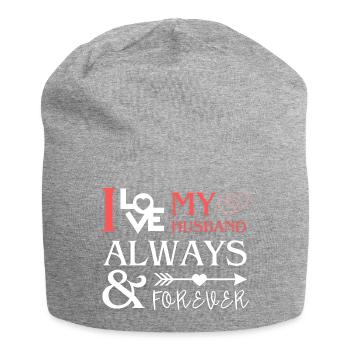 J’adore mon mari, cadeau romantique - Bonnet en jersey - gris chiné - Devant