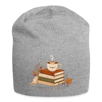 Herbstbücher und Kaffee - Jersey-Beanie - Grau meliert - Vorne