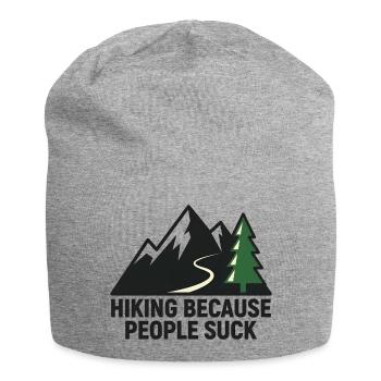 Hiking because people are annoying - Jersey Beanie - heather grey - Front