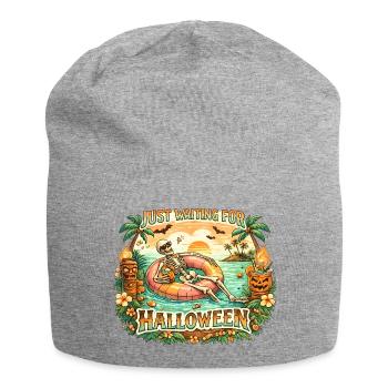 Waiting for Halloween Skeleton Hallloween Anticipation - Jersey Beanie - heather grey - Front