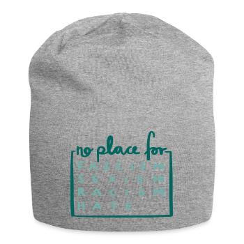 Kein Platz für Fasismus und Hass - Jersey-Beanie - Grau meliert - Vorne