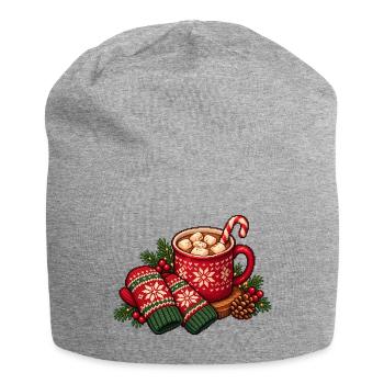 Kuschelige Weihnachtstasse mit Schneeflocken - Jersey-Beanie - Grau meliert - Vorne