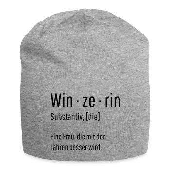 Winzerin Substantiv Definition Wein Geschenk - Jersey-Beanie - Grau meliert - Vorne