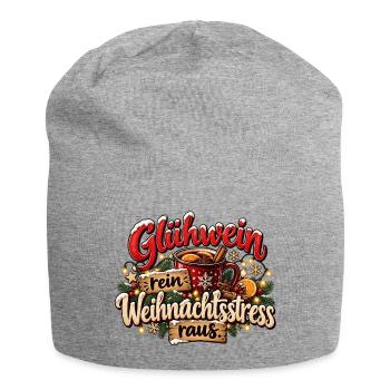Weihnachten Glühwein rein Weihnachtsstress raus  - Jersey-Beanie - Grau meliert - Vorne