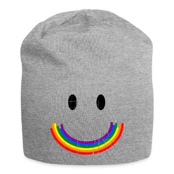 Rainbow Smilie - Jersey Beanie - heather grey - Front
