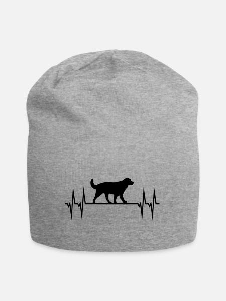 Hund und Herzschlag - Jersey-Beanie - Grau meliert