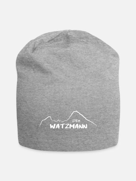 Der Watzmann Kontur Berg Königssee Wanderer - Jersey-Beanie - Grau meliert