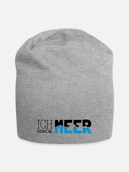 Ich brauche Meer - Jersey-Beanie - Grau meliert