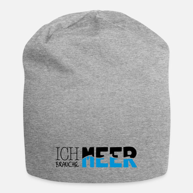 Ich brauche Meer - Jersey-Beanie - Grau meliert