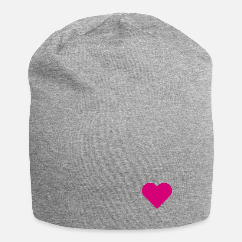 HERZ pink - Jersey-Beanie - Grau meliert