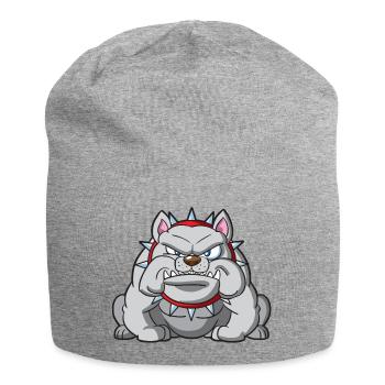 Bulldog Grump with Spiked Collar - Jersey Beanie - heather grey - Front