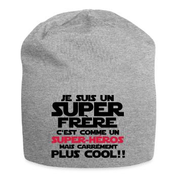 c'est comme un super-héroS(frère) - Bonnet en jersey - gris chiné - Devant