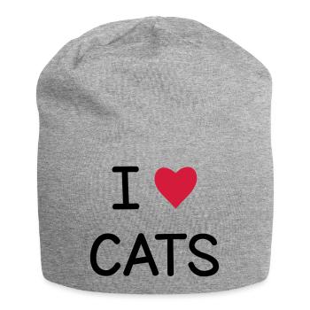 I love Cats cadeau pour les amis chats - Bonnet en jersey - gris chiné - Devant