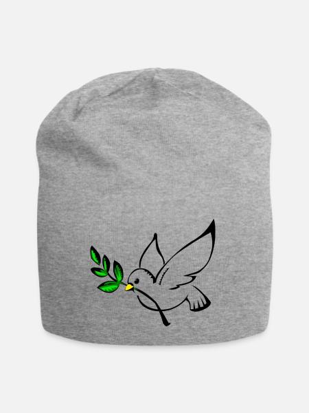 Frieden Taube - Jersey-Beanie - Grau meliert