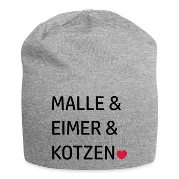 Mallorca Gruppen Sprüche Malle & Eimer & kotzen - Jersey-Beanie - Grau meliert - Vorne