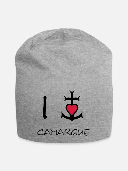 I love camargue - Jersey Beanie - heather grey