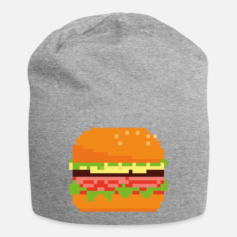 Pixel Burger - Jersey-Beanie - Grau meliert