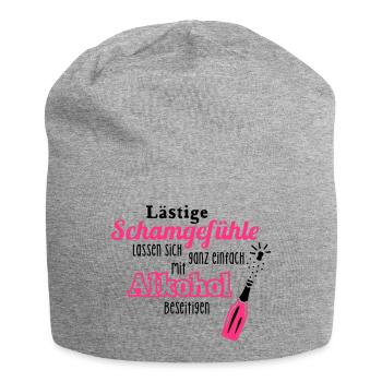 Alkohol - Spruch - Sekt - Prosecco - Party - 2C - Jersey-Beanie - Grau meliert - Vorne