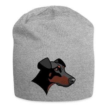 Dobermann - Nessie - Jersey-Beanie - Grau meliert - Vorne