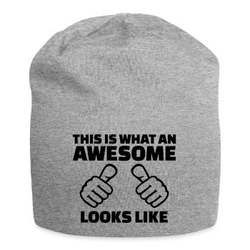 This is what an awesome looks like - Jersey Beanie - heather grey - Front