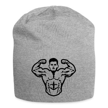 Bodybuilder muscle pose biceps - Jersey Beanie - heather grey - Front